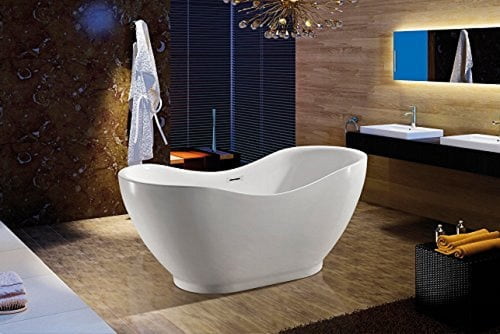 AKDY 67" Bathroom Oval White Color FreeStanding Acrylic Shower Soaking Bathtub