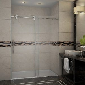 Aston Langham Completely Frameless Frosted Glass Sliding Shower Door