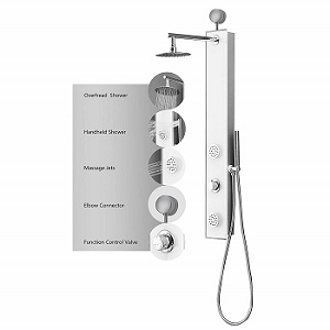 Decor Star 016-GS 43 EZ-Connect Aluminium Safety Tempered Glass Rainfall Shower Panel