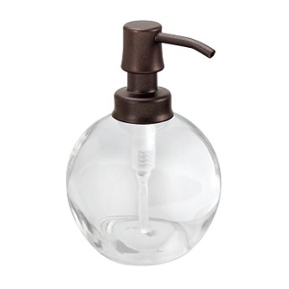 InterDesign Olivia Glass Liquid Soap & Lotion Dispenser Pump for Kitchen or Bathroom Countertops